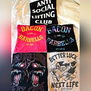 Bacon and Barbells Bundle of 5 Mens Tees size XL